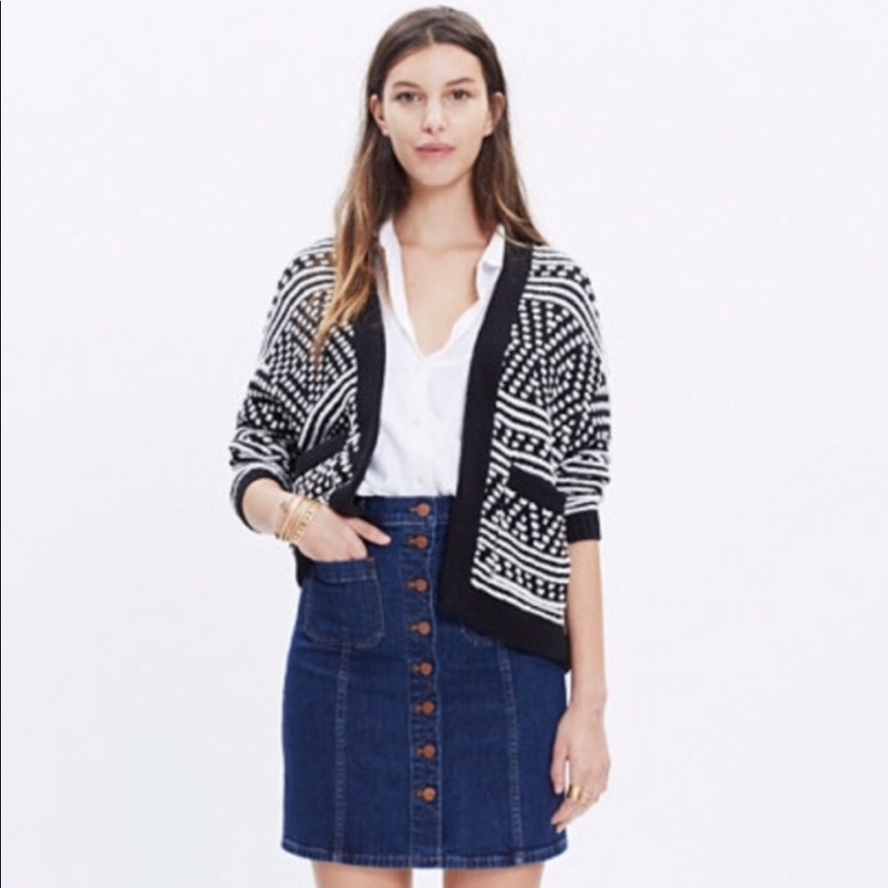 MADEWELL Saunter knit black & white cardigan